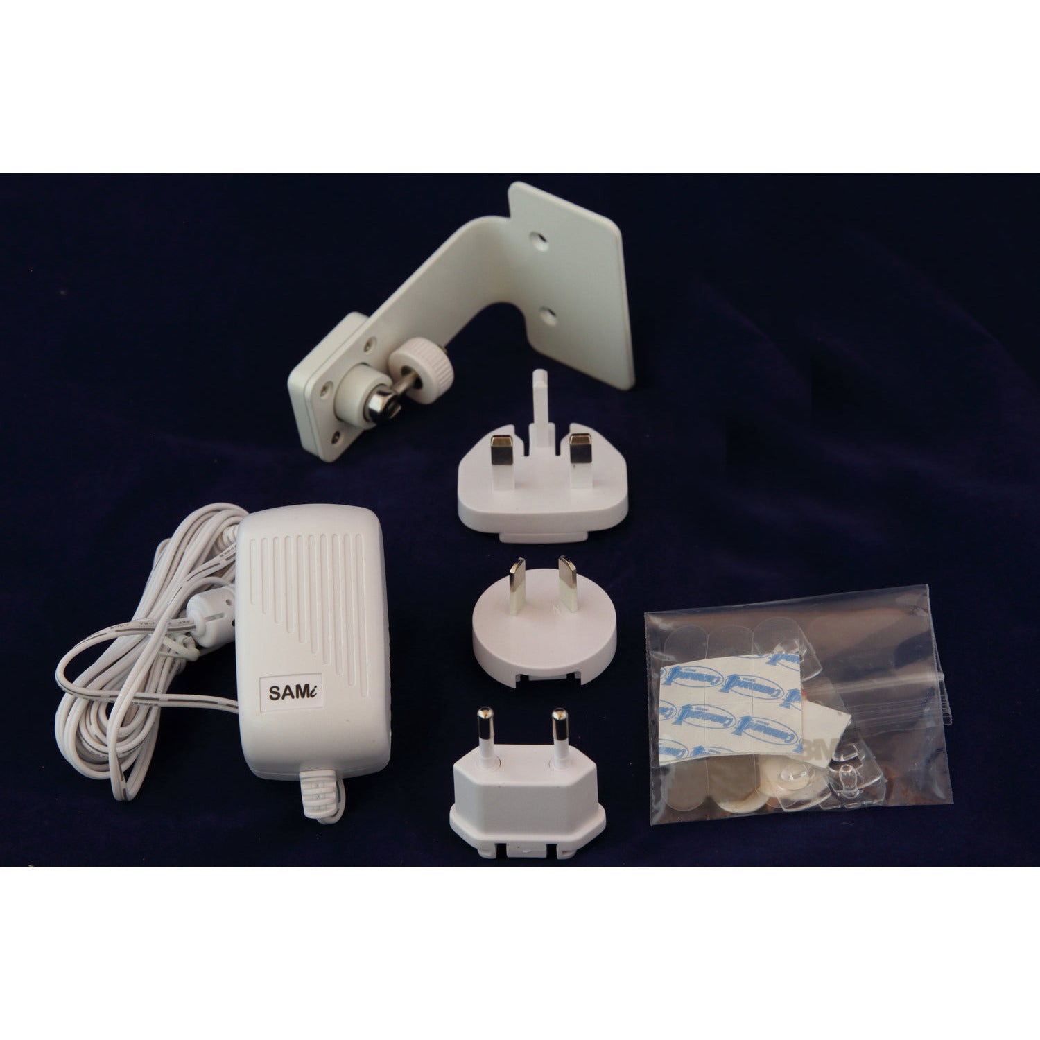 This package contains both the SAMi Bracket/Stand and the AC Adapter, providing all the supplies needed for mounting a camera in a second location, ideal for portability between locations such as a grandparent's house or a holiday home.